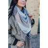 Велика синя кашемірова хустка косинка в клітину CASHMERE